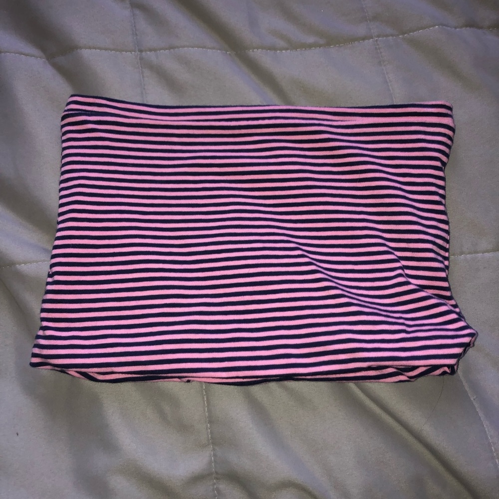 pink and black stripped tube top from topshop
